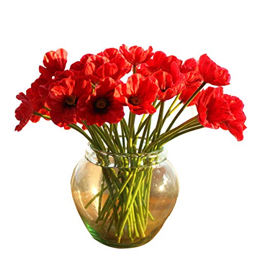 Kitchnexus Künstliche Mohnblume Gefälschte Mohn Blumenstrauß PU Poppy Flowers Deko Für Haus Garten Party Geburtstag Blumenschmuck 10 Stück von Kitchnexus