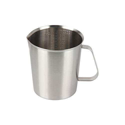 Kitchnexus Messbecher Edelstahl 1L, Milchkännchen Messkanne Milk Pitcher für Küche Kaffee Latte Cappuccino von Kitchnexus