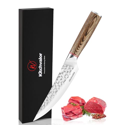 Kitchvalor Chefmesser 6 Zoll scharfes Küchenmesser mit hohem Kohlenstoffgehalt aus deutschem Edelstahl Kochmesser Hackmesser Küchenmesser mit ergonomischem Griff Geschenkbox (Utility knife) von Kitchvalor