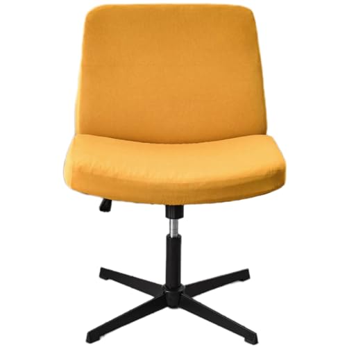 Kitegrese Armloser Stuhlbezug, Bürostuhlbezug für Schreibtischstuhl, moderner Schminkstuhl mit breiter Sitzfläche, Computerstuhl(Earth Yellow) von Kitegrese