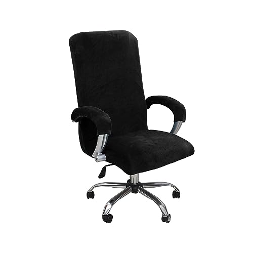 Kitegrese Büro-Computerstuhlbezug, dehnbar abnehmbar maschinenwaschbar Boss-Stuhl-Schonbezug für Büro-Universal-Drehstuhl(Black,L) von Kitegrese