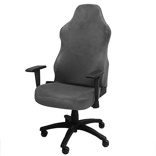 Kitegrese Gaming-Stuhlbezüge, Stretch-Computer-Büro-Schonbezüge mit Armlehnen abdecken waschbar für universelle Drehstühle Rennstühle Spielstühle(Grey) von Kitegrese