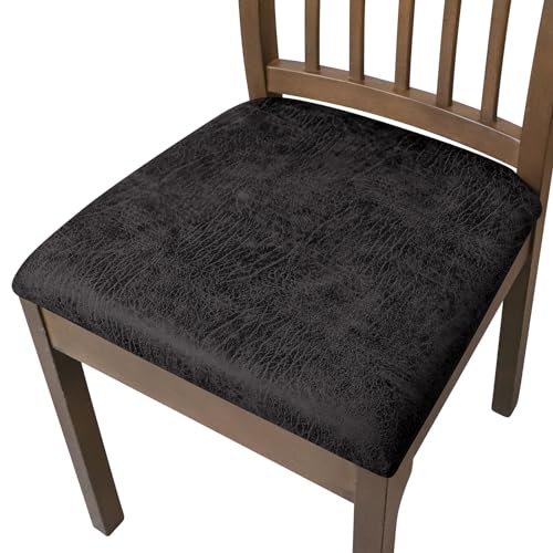 Kitegrese Sitzbezüge für Esszimmerstühle, Stretch-Stuhlsitzbezüge, abnehmbare, waschbare Stuhlsitzschutzkissen-Schonbezüge, für das Küchenbüro(Black) von Kitegrese