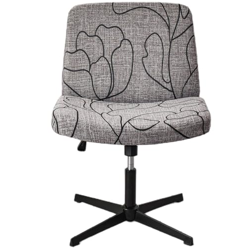 Kitegrese Stretch-Stuhlbezug mit überkreuzten, breiter Stuhlbezug ohne Armlehnen, für Bürostühle Schminkstuhlbezug Drehstuhlschutz Wohnzimmer und Schlafzimmer(H) von Kitegrese
