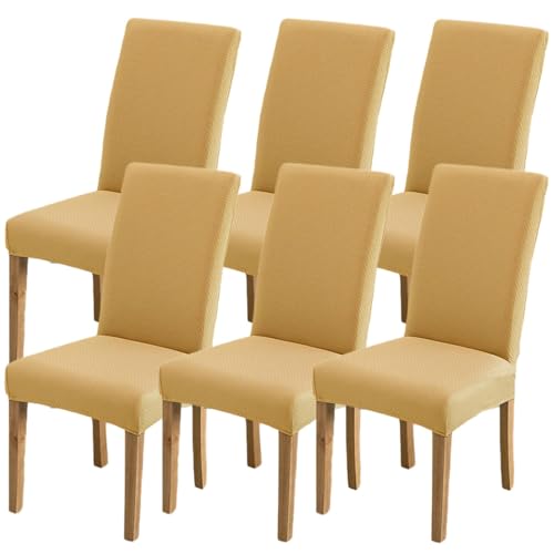 Kitegrese Stretch-Stuhlhussen für Esszimmerstühle, universelle Passform, Stuhlschutz für die Inneneinrichtung, Möbelschutz, waschbar, staubdicht(Cream Yellow,6) von Kitegrese