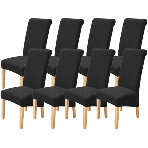 Kitegrese Stuhlhussen für Esszimmerstühle, Stretch-Sitzbezug für Stühle, Abnehmbarer und waschbarer Schonbezug für Küchenstühle, für Esszimmer, Restaurant, Bankett(Black,8) von Kitegrese