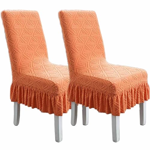 Kitegrese Stuhlhussen für Esszimmerstühle, Stretch-Stuhlhusse mit abnehmbarem und waschbarem Rock für Esszimmer, Restaurant, Bankett(Orange,2) von Kitegrese