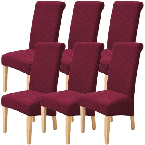 Kitegrese Stuhlhussen in XL-Größe für Esszimmerstühle, Stuhlhussen aus Spandex, abnehmbar und waschbar, für Küche, Wohnzimmer, Bankett, Bar(Wine Red,6) von Kitegrese
