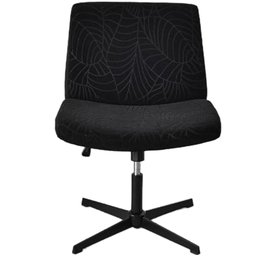 Stuhlhussen für Bürostühle mit gekreuzten Beinen – Bezüge Computer-Arbeitsstühle ohne Armlehnen und breite Sitzfläche, für Wohnzimmer Schlafzimmer Schminkstuhl(Black) von Kitegrese