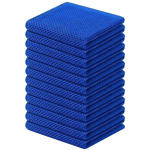 Kitinjoy Küchentücher, 100 % Baumwolle, Waffelgewebe, ultraweich, saugfähig, zum Trocknen von Geschirr, schnell trocknend, Küchentücher, Geschirrlappen, 30,5 x 30,5 cm, Blaubeere von Kitinjoy