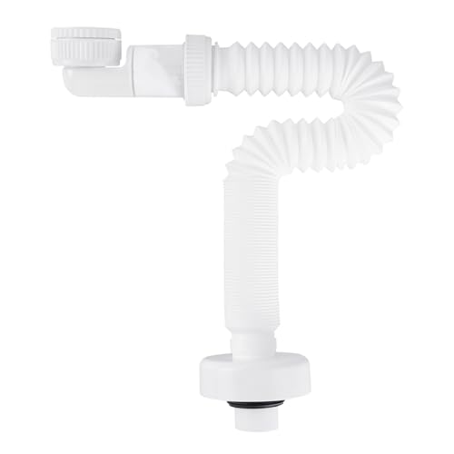 1 1/4 Zoll Siphon waschbecken Flexibler Einstellbarer Raumsparsiphon Austauschbarer Abwasserrohr Abflussrohr mit Geruchsverschluss, Ausziehbar von 380-930 mm von Kitnelw
