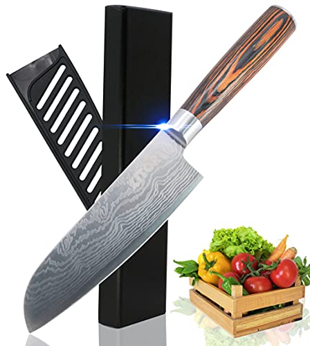 Kitory Santoku Messer 13 cm Klinge, Japanisches Santokumesser kleines Kochmesser Sushi Messer Extrem Scharf - FLAMINGO SERIE von Kitory