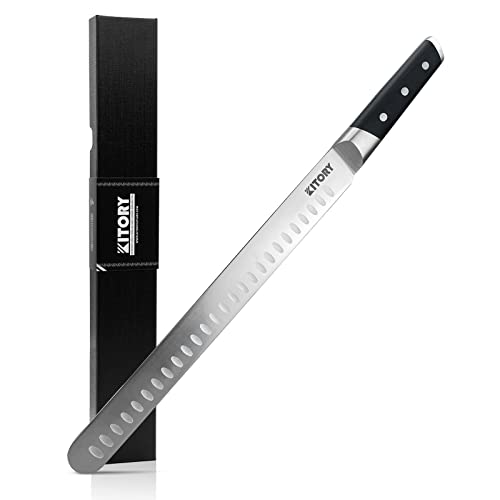 Kitory Schinkenmesser 30cm Tranchiermesser Brisket Messer aus Deutschem hochwertigem Edelstahl, Scharfe Aufschnittmesser mit Ergonomischem Pakkaholz Griff von Kitory