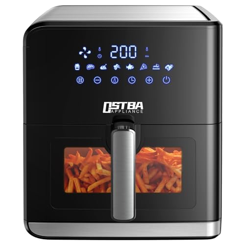 Familiengröße Heißluftfritteuse mit Rapid Air Technologie,7.5L Air Fryer mit Sichtfenster,Digitalem LED-Touchscreen, 8 Programmen,gesunde Friteuse ohne Öl,1700W, Schwarz von Kitpresent