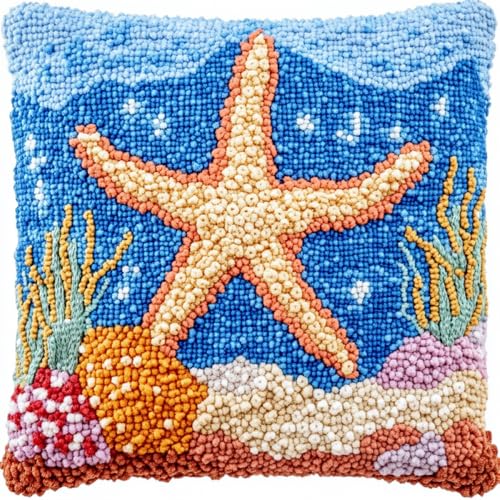 Diy Knüpfen Set Cartoon-Seestern Diy-Knüpfhäkel-Set Für Teppiche Und Kissen Auf Leinwand Für Anfänger 17x17in von Kitquiver