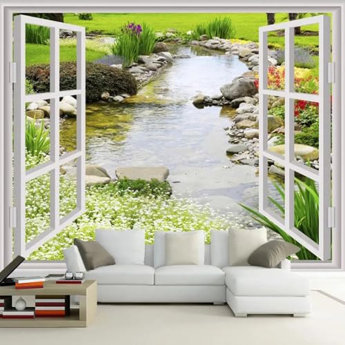 Fototapete 3D Effekt Bach- Und Blumenlandschaft Vor Dem Fenster 3D-Fototapete,Wandbild,Wohnzimmer,Schlafzimmer,Deckenhintergrund,Dekorationsmalerei 150x105cm Fototapete 3D Effekt Bach- Und Blumenlandschaft Vor Dem Fenster 3D-Fototapete,Wandbild,Wohnzimmer,Schlafzimmer,Deckenhintergrund,Dekorationsmalerei 150x105cm von Kitquiver