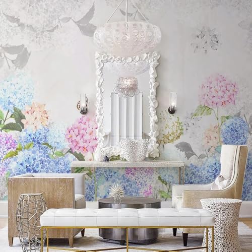 Fototapete Schlafzimmer 3D Bunte Hortensie Wandbild，3D-Effekt，Dekorationstapete，Wohnzimmer 200x140cm von Kitquiver