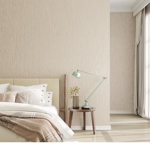 Kitquiver Beige Vliestapete 3D-Streifenvliestapete Für Wohnzimmer/Schlafzimmer，Hintergrund 0.53x10m von Kitquiver