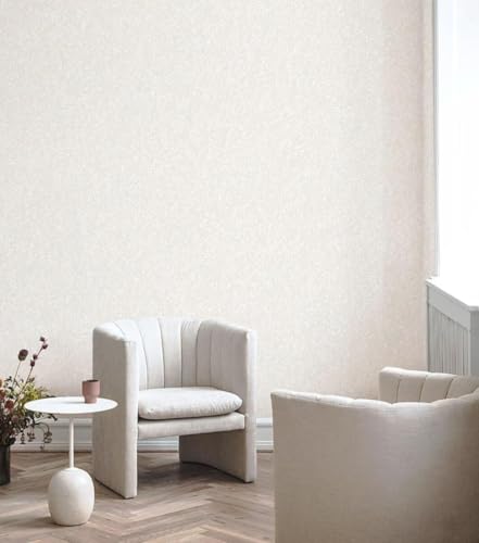 Kitquiver Cremefarben Vliestapete Zementtexturvliestapete 3D，Minimalistischer Hintergrund Für Wohnzimmer，Schlafzimmer，Küche 0.53x10m von Kitquiver