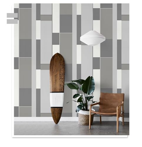 Kitquiver Grau Vliestapete Gestreiftes Karovliestapete Für Wohnzimmer/Schlafzimmer，Hintergrund 0.53x10m von Kitquiver