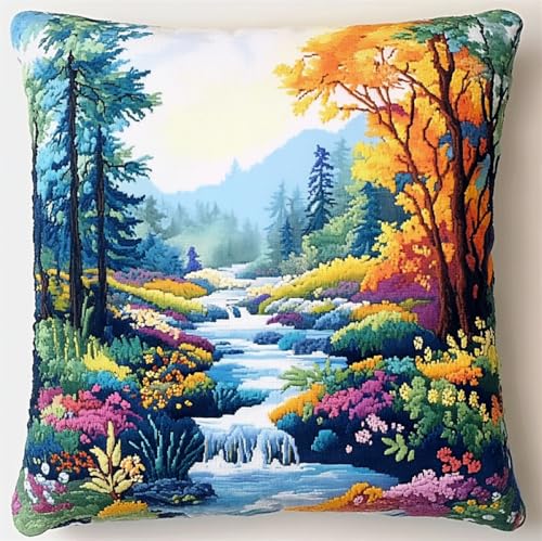 Kitquiver Landschaft Diy Knüpfstern Bunter Waldbach Knüpfhäkel-Set,Kissen,Diy-Teppich,Häkelnadel,Kissenherstellungs-Sets Mit Vorgedrucktem Muster Auf Leinwand 17x17in Kitquiver Landschaft Diy Knüpfstern Bunter Waldbach Knüpfhäkel-Set,Kissen,Diy-Teppich,Häkelnadel,Kissenherstellungs-Sets Mit Vorgedrucktem Muster Auf Leinwand 17x17in von Kitquiver