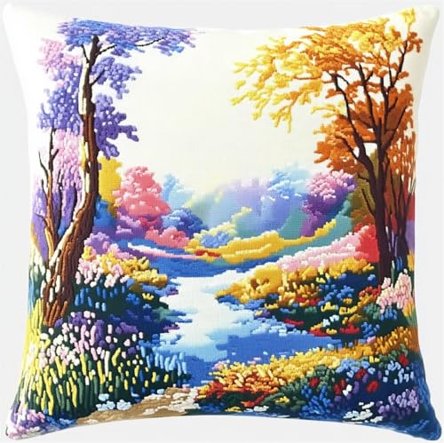 Kitquiver Landschaft Knüpfen Set Anfänger Bunter Waldbach Diy-Knüpfhäkel-Sets,Bedruckte Kissen,Häkelgarn,Häkelnadel Und Knüpfset,Kissenbezug,Teppich,Heimdekoration 17x17in Kitquiver Landschaft Knüpfen Set Anfänger Bunter Waldbach Diy-Knüpfhäkel-Sets,Bedruckte Kissen,Häkelgarn,Häkelnadel Und Knüpfset,Kissenbezug,Teppich,Heimdekoration 17x17in von Kitquiver