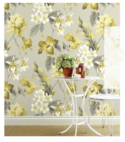 Kitquiver Magnolienfarbe Vliestapete Blumen Auf Dem Landvliestapete Für Wohnzimmer/Schlafzimmer，Hintergrund 0.53x10m von Kitquiver