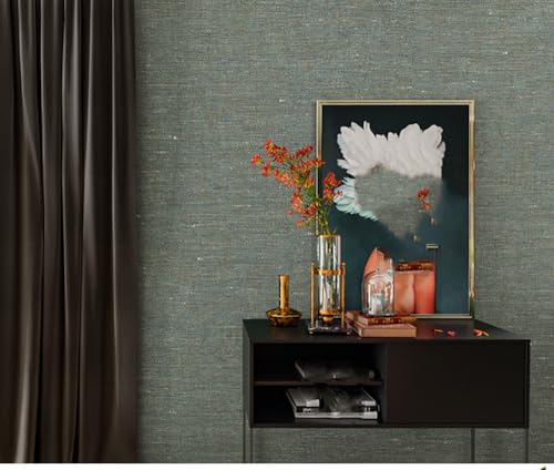 Kitquiver Reine Farbe Vliestapete Japanische Leinenstrukturvliestapete 3D，Minimalistischer Hintergrund Für Wohnzimmer，Schlafzimmer，Küche 0.53x10m von Kitquiver