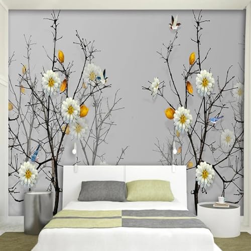 Kitquiver Wandbilder 3D Blumen,Vögel Und Tiere Abnehmbares Wandposter，Hintergrund，Dekorative Kunst Für Wohnzimmer，Schlafzimmer 400x280cm von Kitquiver