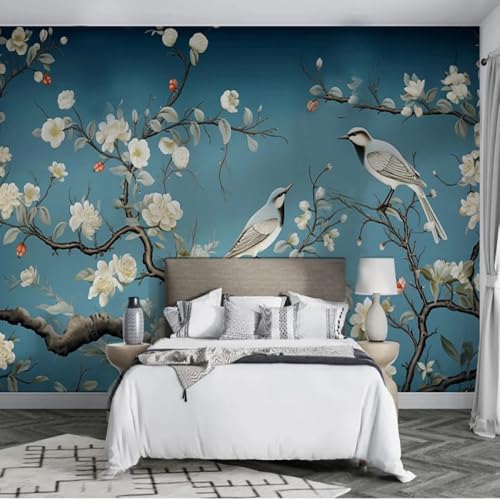 Kitquiver Wandbilder 3D Vintage Blumen- Und Vogelölgemälde Tapete，Wandbild，Selbstklebend，Markttapete 400x280cm von Kitquiver