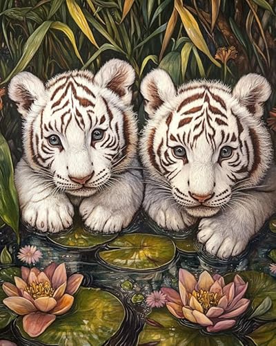 Kitquiver Zum Selber Knüpfen Set, Zwei Kleine Weiße Tiger Im Garten Diy Knüpfhaken Teppich Set Knüpfsets Latch Hook Kit Kreuzstich Set Für Diy Handwerk Geschenke Fußabtreter Hauptdekoration Kitquiver Zum Selber Knüpfen Set, Zwei Kleine Weiße Tiger Im Garten Diy Knüpfhaken Teppich Set Knüpfsets Latch Hook Kit Kreuzstich Set Für Diy Handwerk Geschenke Fußabtreter Hauptdekoration von Kitquiver