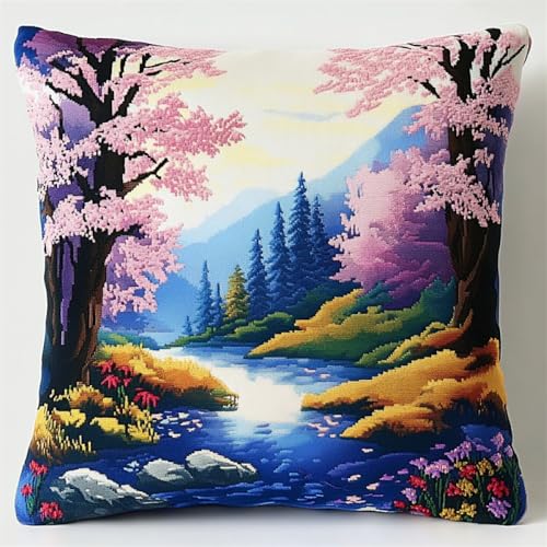 Landschaft Knüpfhaken Set Kissen Bunter Gebirgsbach Diy-Knüpfhäkel-Sets,Bedruckte Kissen,Häkelgarn,Häkelnadel Und Knüpfset,Kissenbezug,Teppich,Heimdekoration 17x17in Landschaft Knüpfhaken Set Kissen Bunter Gebirgsbach Diy-Knüpfhäkel-Sets,Bedruckte Kissen,Häkelgarn,Häkelnadel Und Knüpfset,Kissenbezug,Teppich,Heimdekoration 17x17in von Kitquiver