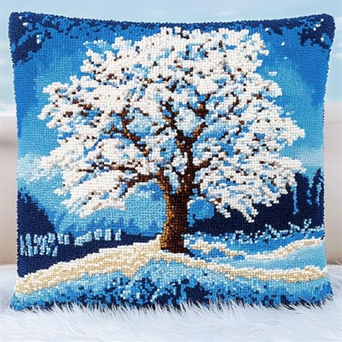 Landschaft Knüpfhaken Set Kissen Großer Baum Im Schnee Diy-Kissenbezug Mit Gobelin-Stickerei,Kissen-Set Für Die Heimdekoration,Stickset Für Anfänger 17x17in Landschaft Knüpfhaken Set Kissen Großer Baum Im Schnee Diy-Kissenbezug Mit Gobelin-Stickerei,Kissen-Set Für Die Heimdekoration,Stickset Für Anfänger 17x17in von Kitquiver