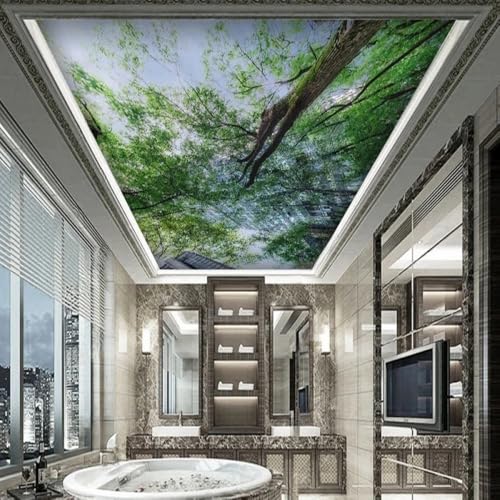 Selbstklebende Fototapete 3D Grüner Großer Baum Abnehmbares Wandposter，Hintergrund，Dekorative Kunst Für Wohnzimmer，Schlafzimmer 250x175cm von Kitquiver