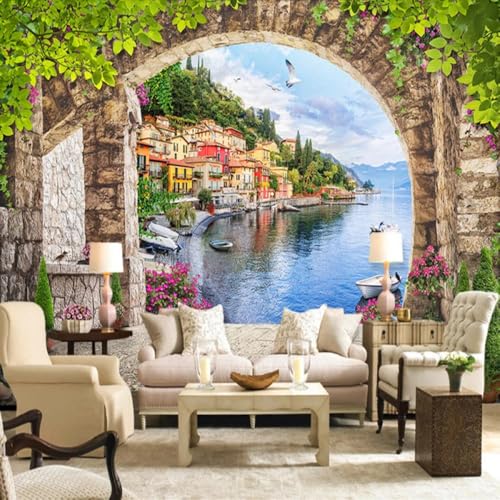 Tapete 3D Effekt 3D Arch Harbor Landschaft 3D-Fototapete,Wandbild Für Hochzeitszimmer,Heimdekoration 300x210cm Tapete 3D Effekt 3D Arch Harbor Landschaft 3D-Fototapete,Wandbild Für Hochzeitszimmer,Heimdekoration 300x210cm von Kitquiver