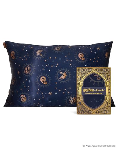 Harry Potter x Kitsch Satin-Kissenbezug mit Reißverschluss, weicher als Seide, kühlende Kissenbezüge für Haar und Haut, Satin-Kissenbezüge, Standardgröße, Mitternacht bei Hogwarts von Kitsch