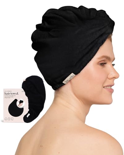 Kitsch Eco-Friendly Hair Towel Hair Turban Soft and Absorbent (Schwarz) von Kitsch