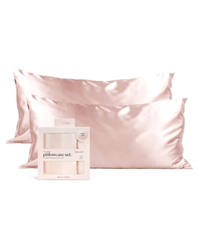 Kitsch Kissenbezug aus 100% Satin mit Reißverschluss, weicher als Seidenkissenbezug für Haar und Haut, kühlender Kissenbezug, Satin-Kissenbezug (King (2er-Pack), Blush) von Kitsch