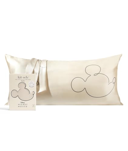 Kitsch Kissenbezug aus Satin mit Mickey/Minnie-Motiv, weicher als Seide, für Haar und Haut, kühlende Kissenbezüge aus Satin mit Reißverschluss, Kingsize, Mickey - von Kitsch