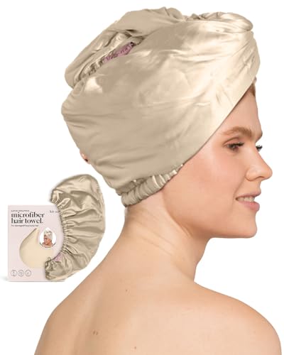Kitsch Satin-Satin-Schnell trocknendes Haarhandtuch für Frauen, saugfähiges Haarwickel-Handtuch für nasses Haar, Haar-Turban-Handtuch, Haar-Accessoires (Champagner) von Kitsch