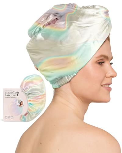 Kitsch Satin-Wrapped Hair Towel, Microfiber Hair Towel Wrap for Women, Absorbent Hair Wrap Towel for Wet Hair, Quick Dry Hair Towel, Microfiber Towel, Hair Turban Towel, Hair Accessories (Aura) von Kitsch