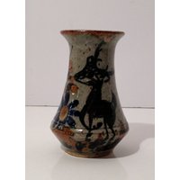 Vintage Kleine Rustikale Vase Des Hirsches in Der Natur von KitschyCollection