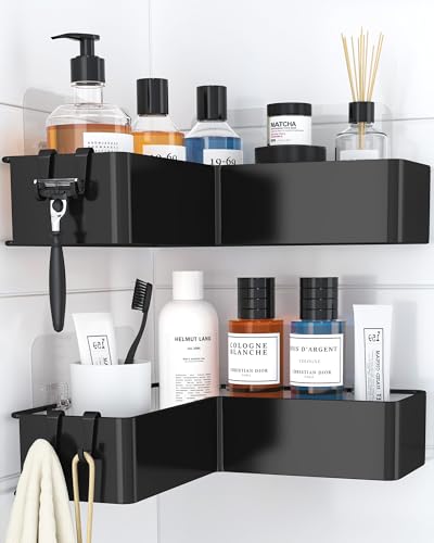 Kitsure Duschablage ohne Bohren – 2er-Set stabiles Duschregal ohne Bohren mit Schnellablauf, rostfreiem Finish und starker Klebebefestigung für Badezimmer, 23,0 x 11,9 x 6,2 cm, Schwarz Kitsure Duschablage ohne Bohren – 2er-Set stabiles Duschregal ohne Bohren mit Schnellablauf, rostfreiem Finish und starker Klebebefestigung für Badezimmer, 23,0 x 11,9 x 6,2 cm, Schwarz von Kitsure