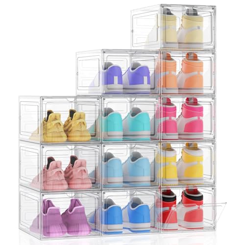 Kitsure Extra Dicke & Robuste Schuhboxen – 12er Pack Weiß Klare Kunststoff Faltbare Aufbewahrungsbox mit Magnettür, Verstärktes Schwerlast-Design für Turnschuhe, Kosmetik & Zubehör, 33,5×24×18,5cm Kitsure Extra Dicke & Robuste Schuhboxen – 12er Pack Weiß Klare Kunststoff Faltbare Aufbewahrungsbox mit Magnettür, Verstärktes Schwerlast-Design für Turnschuhe, Kosmetik & Zubehör, 33,5×24×18,5cm von Kitsure