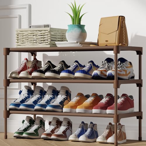 Kitsure Schuhregal für den Eingangsbereich - Stabiler & langlebiger Schuhschrank für den Schrank, 4-stufiges, platzsparendes schuhablage, Shoe Rack Brown von Kitsure