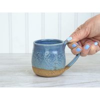 Keramik Kaffee Tee Becher, Espresso 8 Fl. Oz, Blau, Libellenstruktur, Steingutkeramik, Rad Geworfen, Kinderbecher, Handgemachtes Geschenk von Kittell103