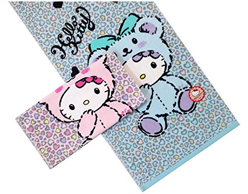 Kitty Schönes Handtuch-Set, 76 x 39 cm, 100 % Baumwolle, Leopardenmuster, Pink / Blau, 2 Stück von Kitty