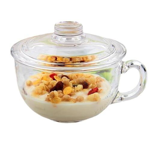 Kityemo Klare Glas-Schüsseln mit Deckeln - Ideal für Frühstück, Suppe, Pasta und mehr! Perfekt für Müsli, Joghurt, Desserts und Reisgerichte. Mikrowellengeeignet 550ml von Kityemo