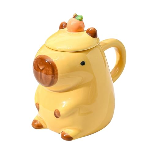 Süße Capybara Keramik Tasse mit Deckel – 450ml Gelbe 3D Tier Design, Lustiges Design als ür Frauen & Mädchen – Perfekt für Tee, Kaffee, Büro und Zuhause Süße Capybara Keramik Tasse mit Deckel – 450ml Gelbe 3D Tier Design, Lustiges Design als ür Frauen & Mädchen – Perfekt für Tee, Kaffee, Büro und Zuhause von Kityemo