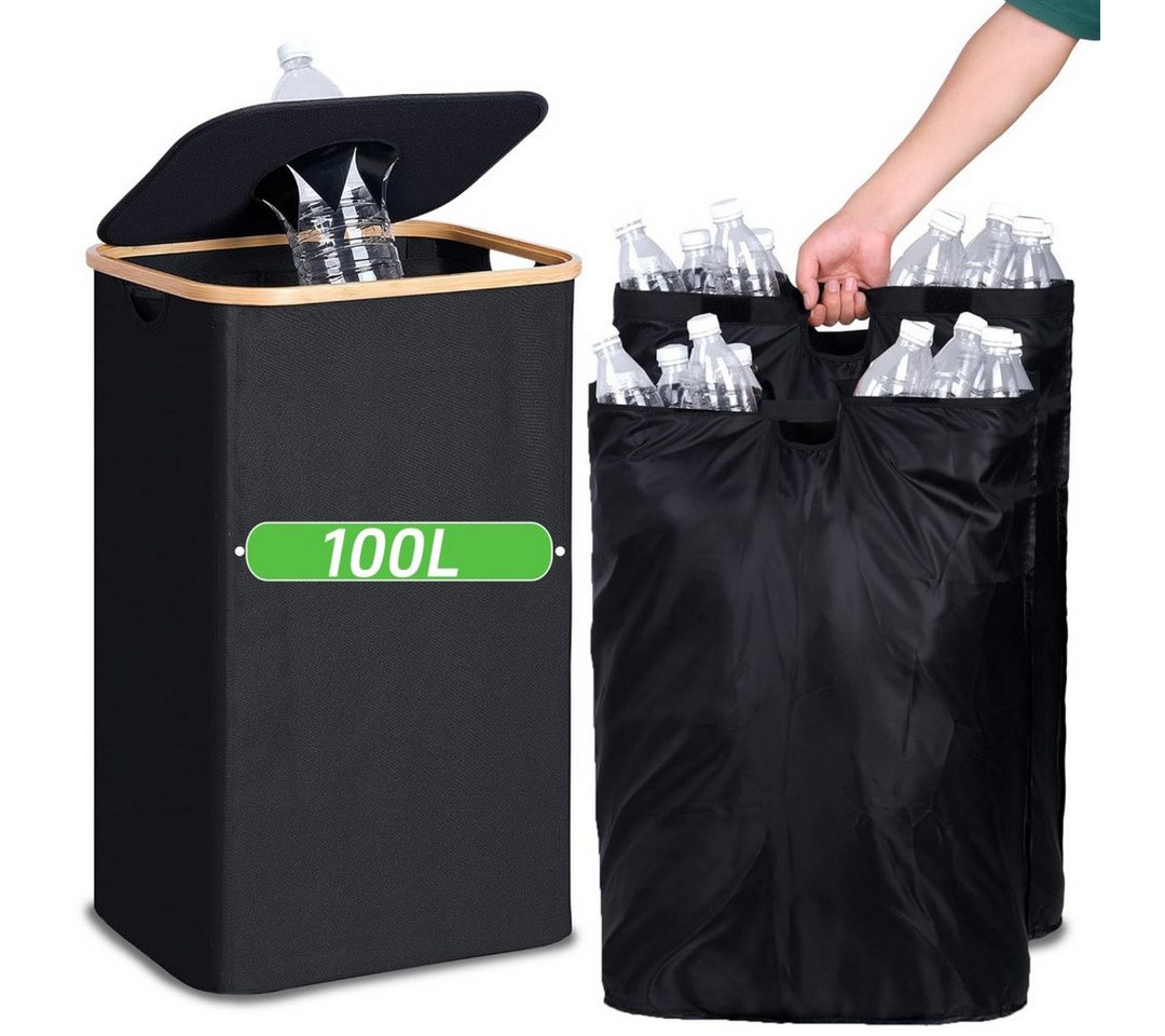 Kityhome Müllsackständer Aufbewahrungskorb 100L faltbar, mit Deckel & 2 Tragetaschen, 2 TRAGETASCHEN zum WECHSELN Kityhome Müllsackständer Aufbewahrungskorb 100L faltbar, mit Deckel & 2 Tragetaschen, 2 TRAGETASCHEN zum WECHSELN von Kityhome